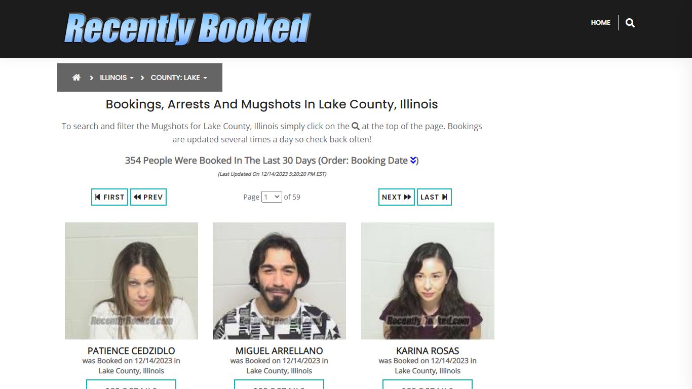 Recent bookings, Arrests, Mugshots in Lake County, Illinois